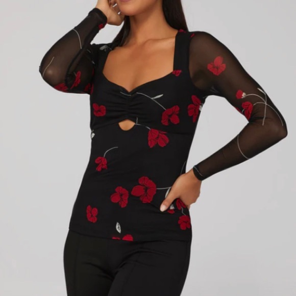 Floral Cut Out Sweetheart Top - Picture 1 of 5